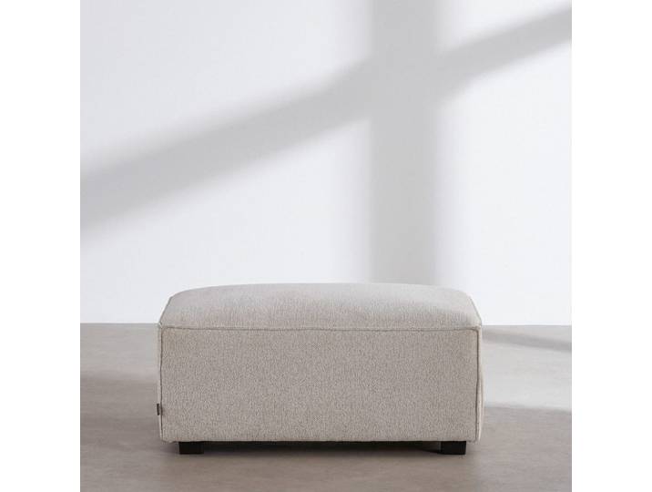 Pouf en tissu polyester tramé ivoire