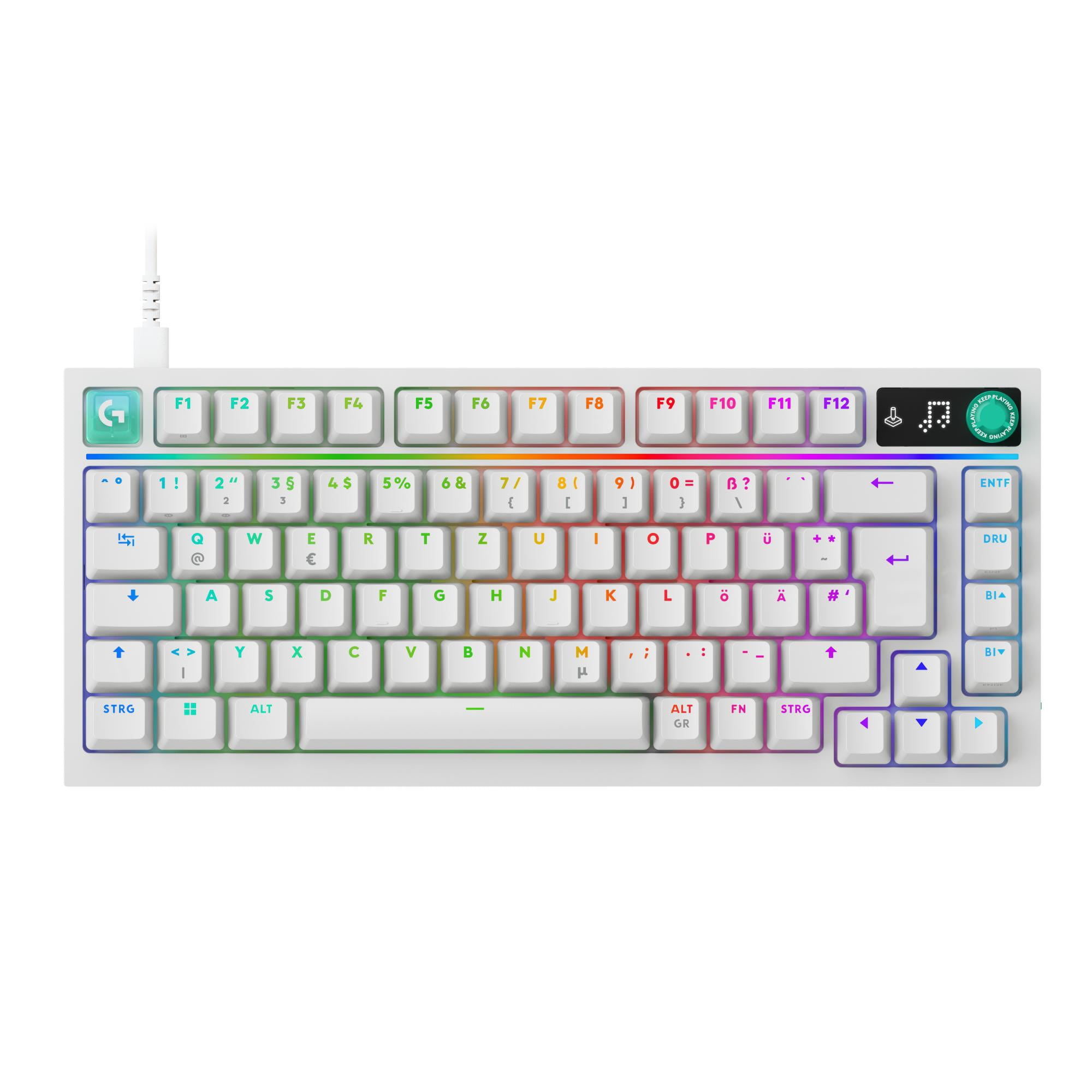 Logitech G G316 X 75 mechanische Gaming-Tastatur - 8.000 Hz, Hot-Swap, LIGHTSYNC RGB, LED-Display, Weiß