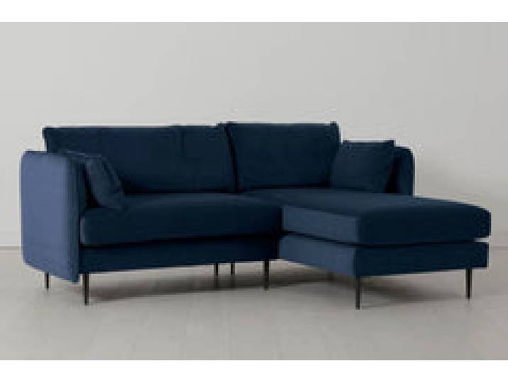 Model 19 Dreisitzer Chaiselongue-Sofa (Rechts), Indigoblau