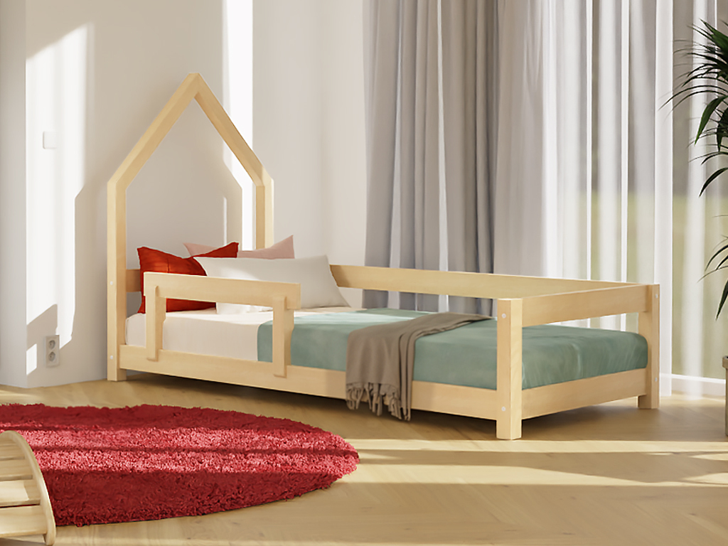 Hausbett POPPI mit Rausfallschutz 120x200 cm Marineblau, Rechts