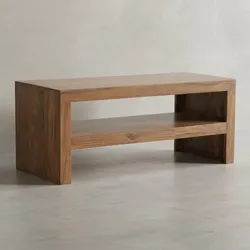 KADIMA DESIGN Sheesham Massiv Couchtisch: Modern, orientalisches Flair, 110x45x45 cm, Handgefertigt.