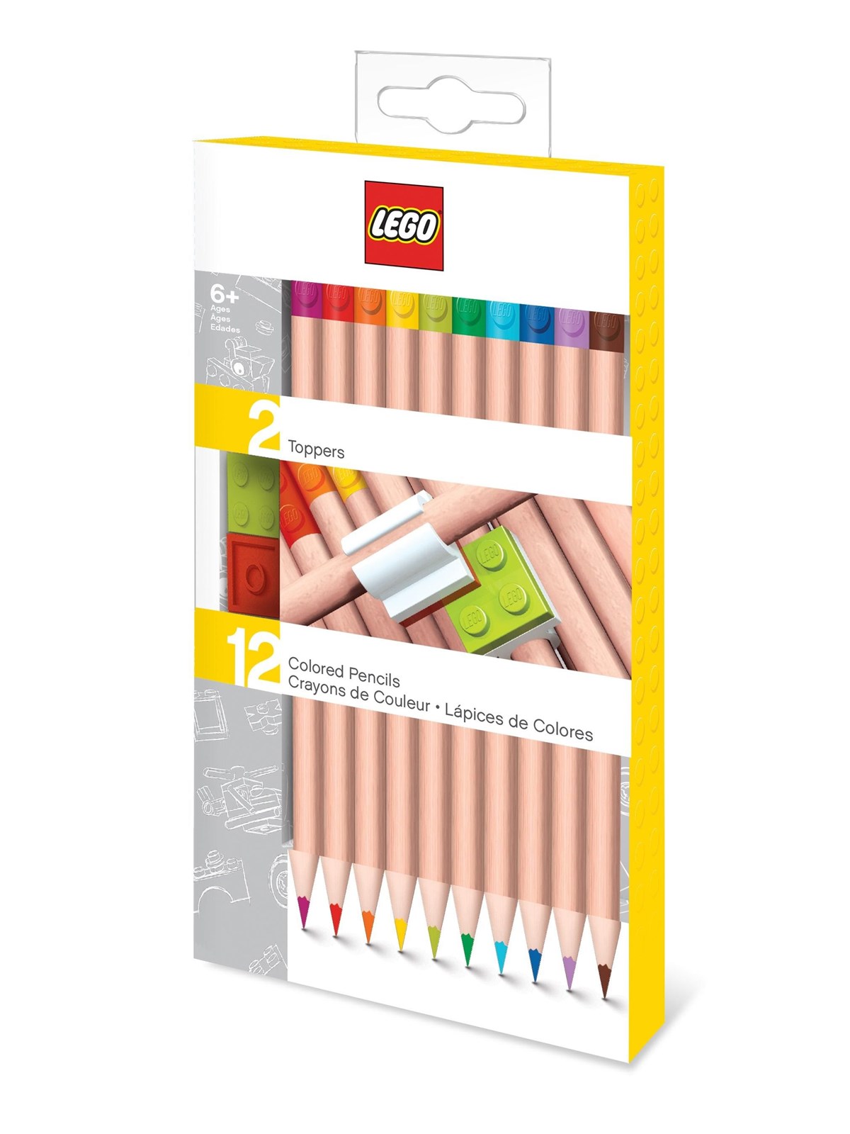 Euromic 52064 LEGO STATIONERY 12 col. pencils w/2 brick toppers