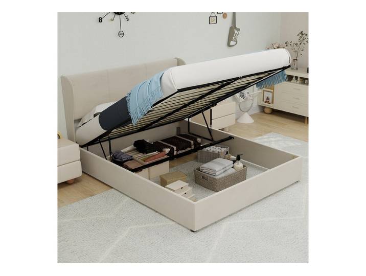 OYRREU Stauraumbett Soft and Comfortable Headboard Storage Base with Gas Lift Mechanism