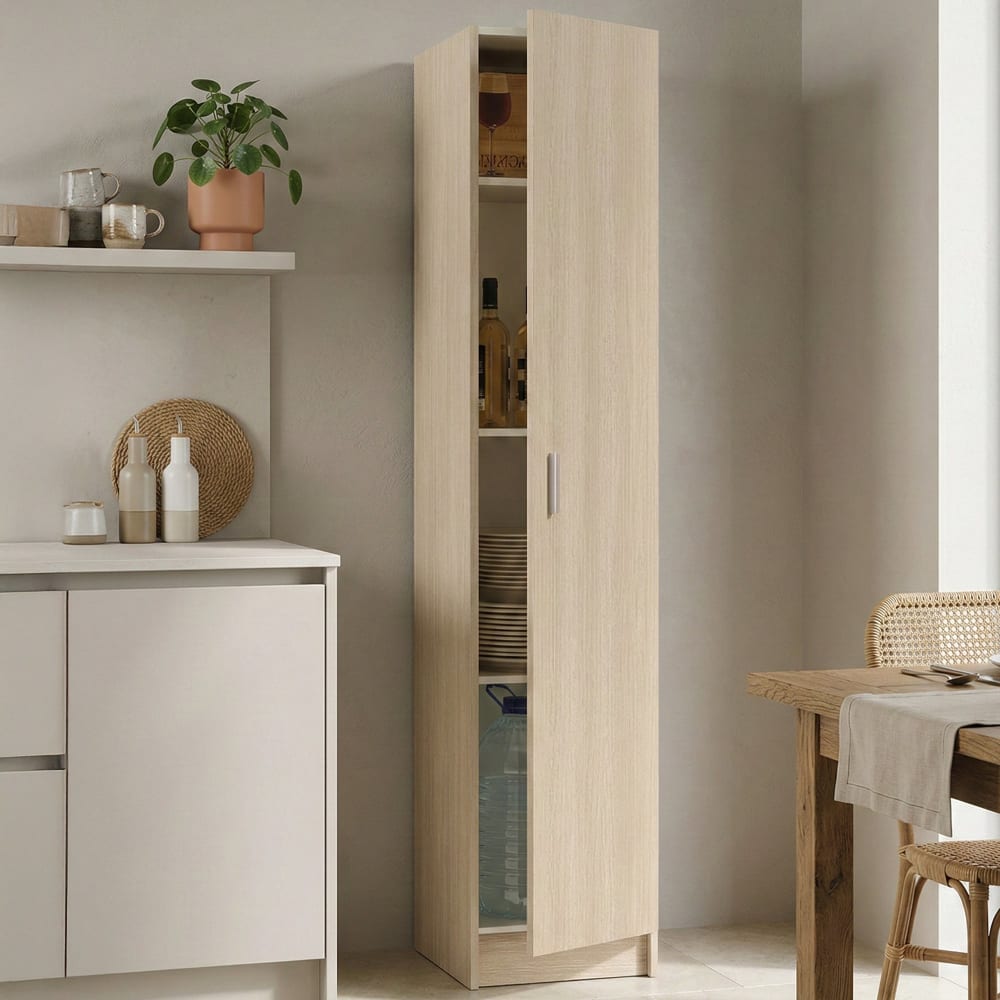 Dmora Armoire polyvalente 1 porte bois chêne brun Marron 37x180x37cm