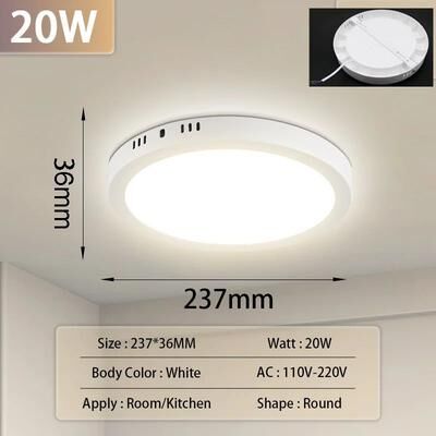 Inspired Living Ultra Thin Modern LED Ceiling Light Flush Mount Panel For Living & Bedroom round 20w 1pc