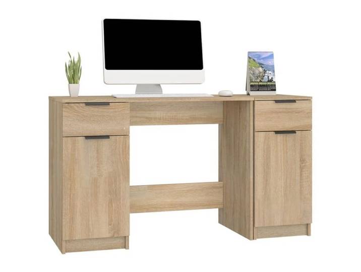 Bureau secrétaire contemporain résistance stabilité （1 pcs） Meuble de Bureau avec armoire latérale Chêne sonoma Bois d'ingénierie @