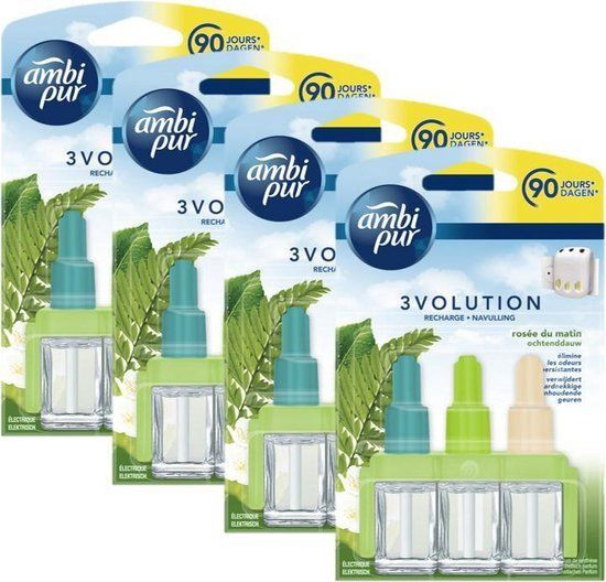 Febreze Ambi Pur 3Volution Luchtverfrisser Navulling Ochtend Dauw 4 x 20 ml