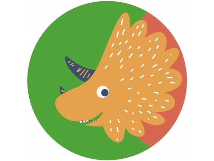 Komar DOT runde und selbstklebende Vlies Fototapete - Little Dino Trice - Ø Durchmesser 125 cm - Kinderzimmer, Dinosaurier, Comic, Wandsticker, Wandtattoo - D1-066