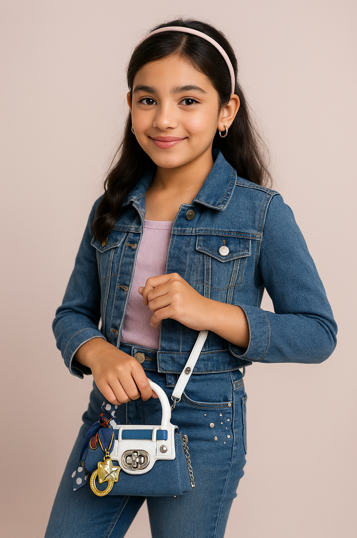 Casdon My Vibe Denim Darling DIY Fashion Bag Kit for Kids, Mini Handbag, DIY Craft, Denim Look, Accessories