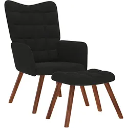 vidaXL Relaxsessel mit Hocker Schwarzer Samt