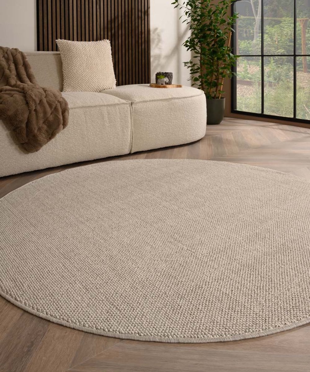 TrueWeave Rond laagpolig vloerkleed - Zilver - 160 cm