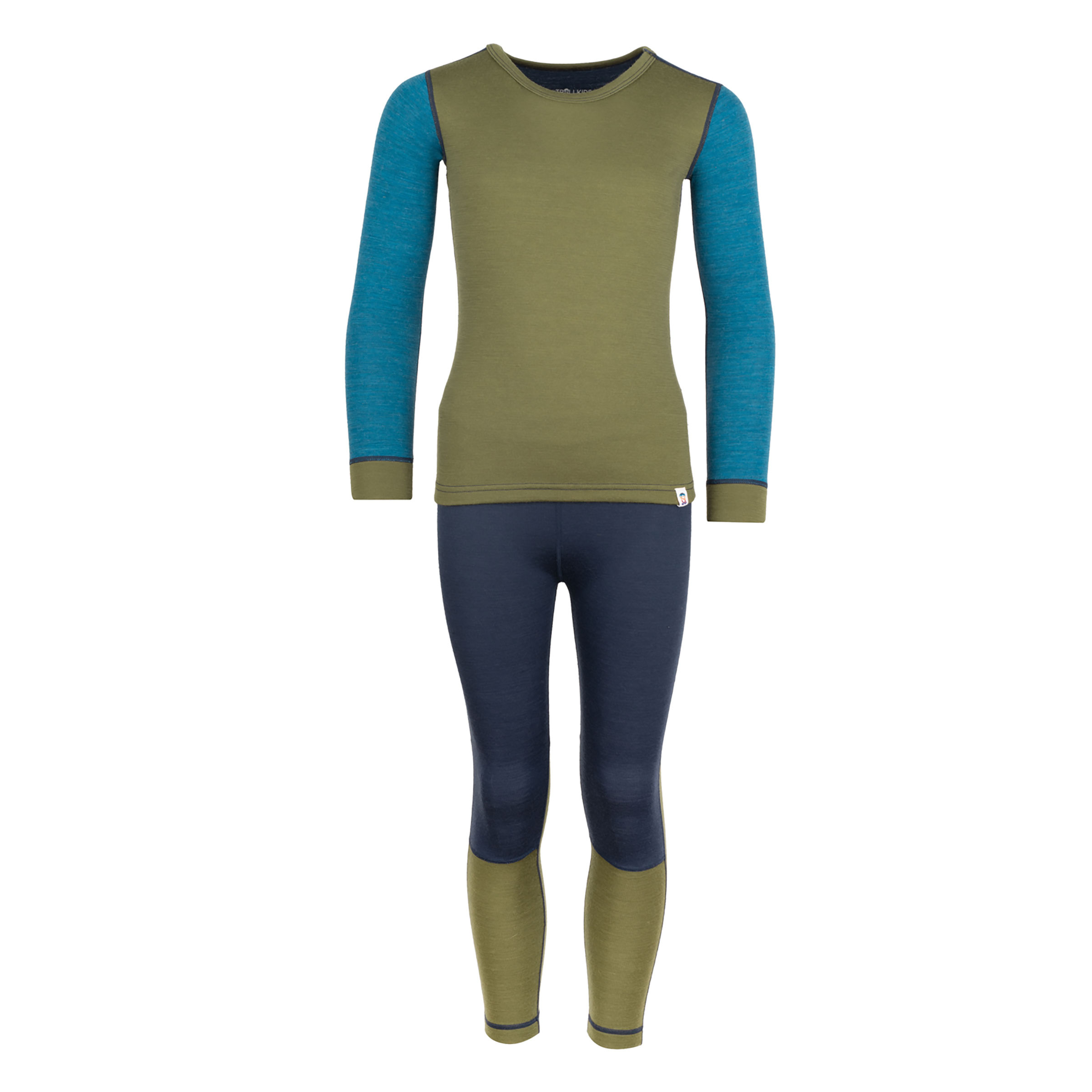 Trollkids Merino II Unterwäsche Set Kinder Merino Unterwäsche oliv Größe 128 Hautfreundlich Merinowolle