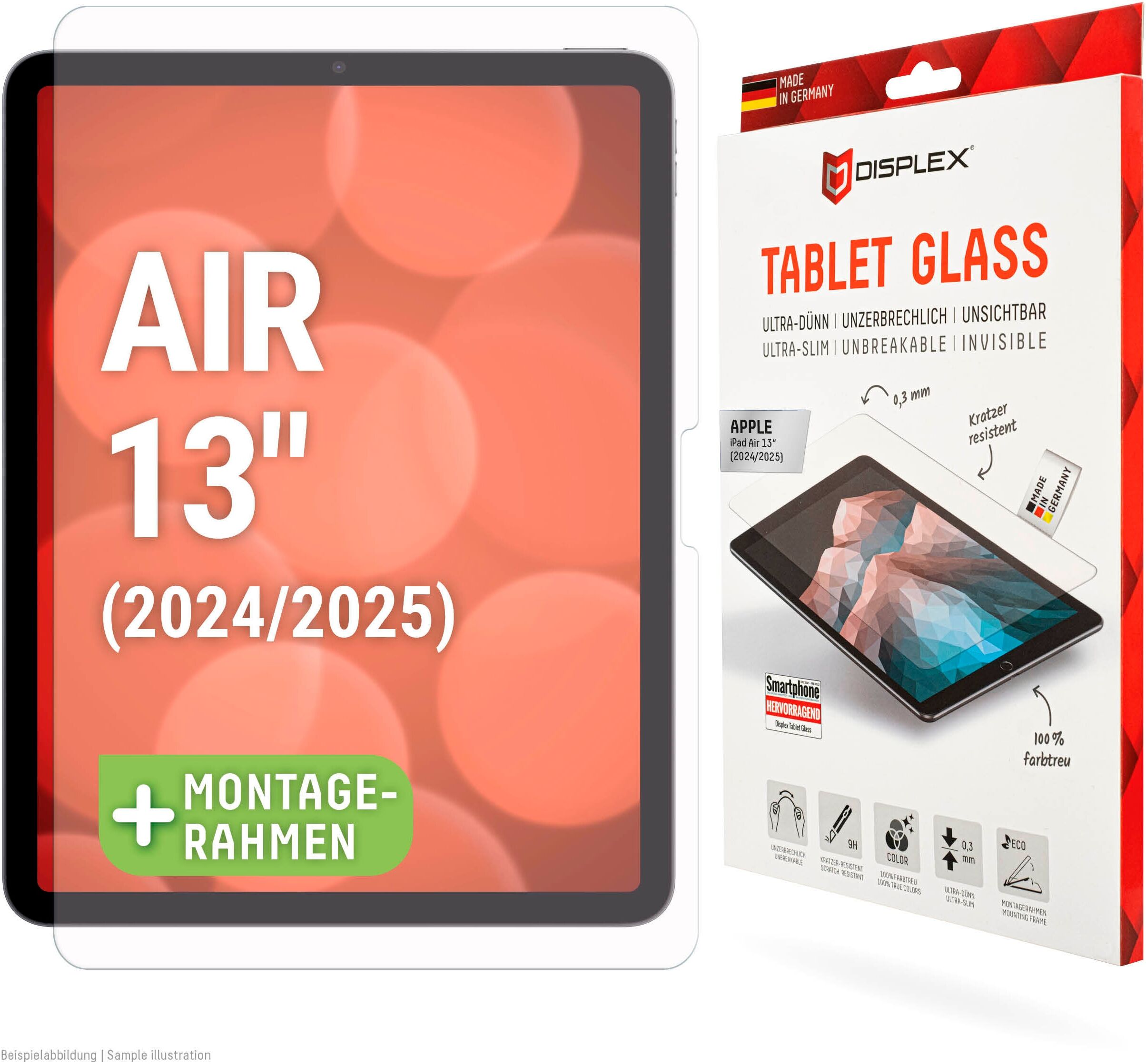 Displex Displayschutzfolie "Tablet Glass", transparent, B:18,9cm H:1,8cm T:29,9mm, Displayfolien, Displayschutz, Bildschirmschutz, kratz & stoßfest, einfaches Anbringen, Displayschutzfolie