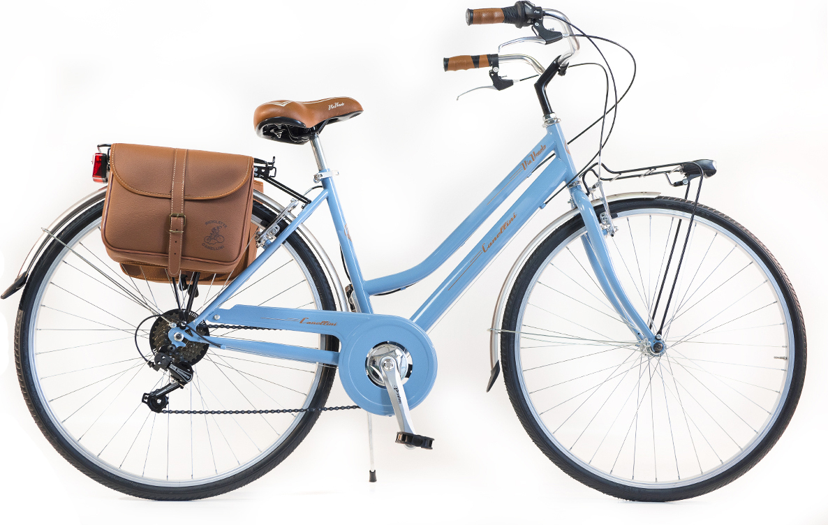 Via Veneto by Canellini Fahrrad Citybike Frau Stahl mit Seitentaschen - Blau 46