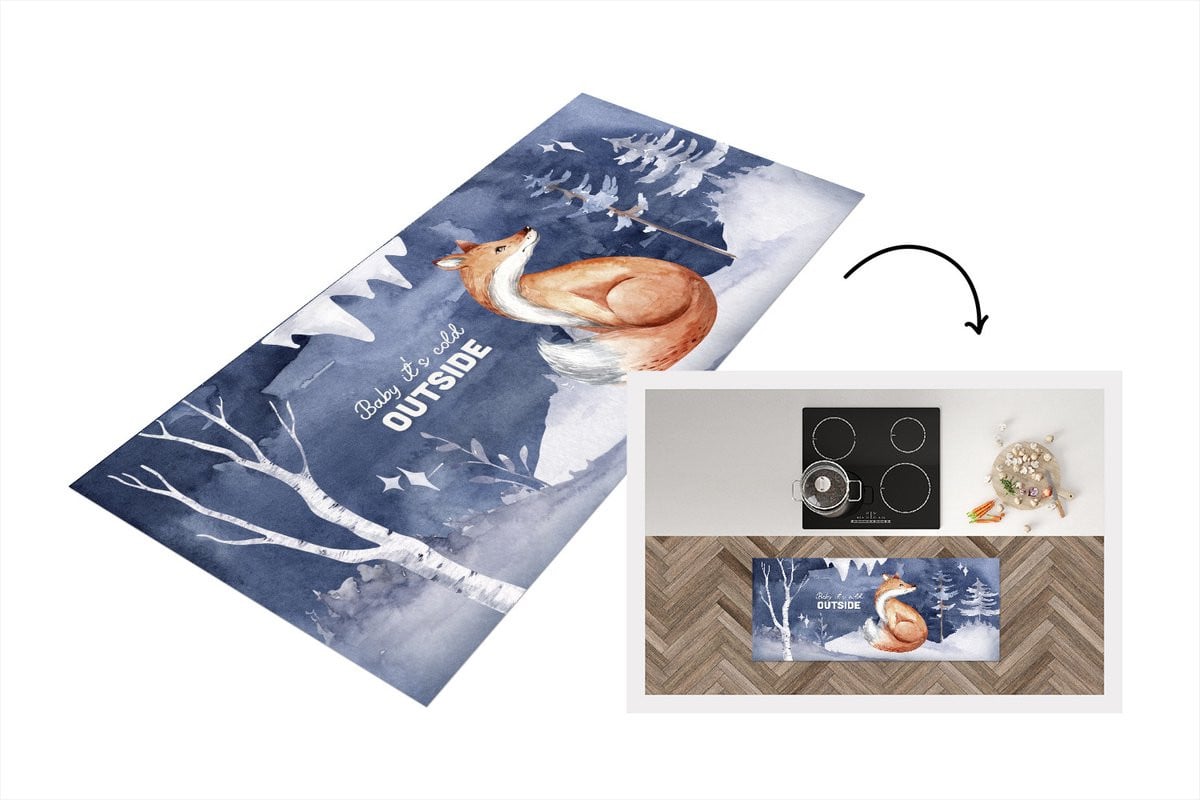Keukenloper Vos Winter Sneeuw van Vos in Vinyl, Breedte: 50 cm, Lengte: 120 cm