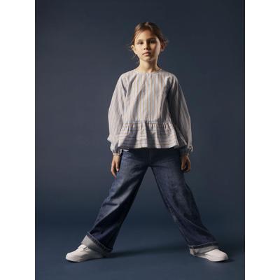 Weite Jeans NAME IT "NKFROSE für Mädchen mit weitem Bein und klassischem Sitz", Mädchen, Gr. 116, N-Gr, blau (dunkelblau denim), Denim/Jeans, Obermaterial: 100% Baumwolle, leichte Abriebeffekte, normal knöchellang, Jeans, normal, Denim,...