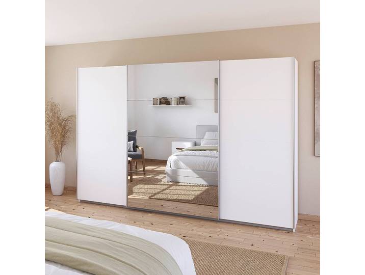 home24 Zweefdeurkast - spiegel 315cm wit/alpinewit