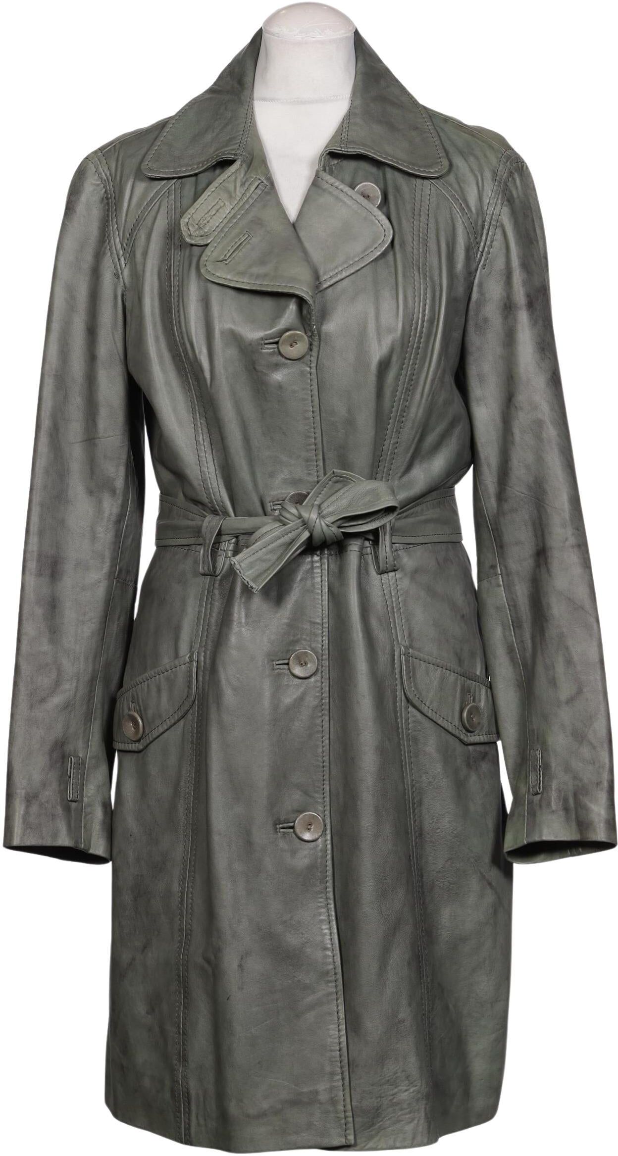 Oakwood Damen Mantel, Grün, Gr. S, Leder / Synthetik - Second Hand