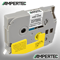 Ampertec Schrumpfschlauch kompatibel zu Brother HSe-211E schwarz auf weiß 6mm x 1,5m
