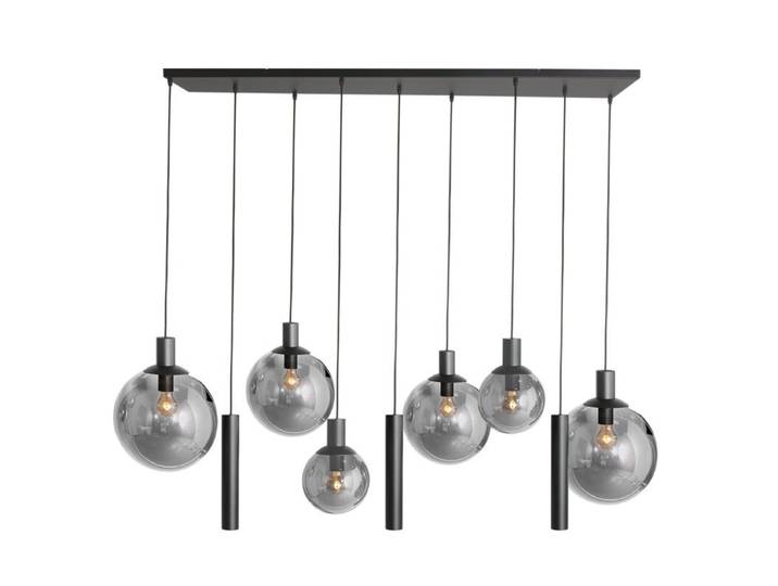 Liadomo Pendelleuchte Poliqua multi, Glasschirme, für Esstische - Rauch/Schwarz Industrial, Modern, Skandinavisch
