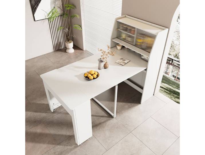 Nouvelle table à manger extensible épaissie design moderne L52 132.5 * b80 * h76cm table extensible jetable casier de salle