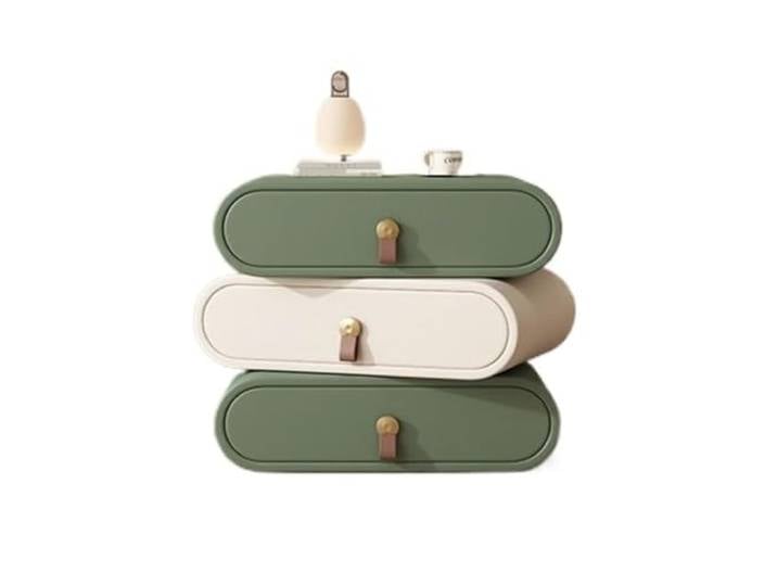 FZL02068LM Zimmer Nachttisch aus Massivholz for den Haushalt Dreischichtig drehbar(Green,Klein)
