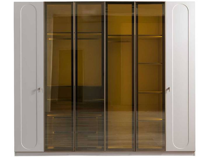 JVmoebel Kleiderschrank Kleiderschrank Modern Weiß Designer-Kleiderschrank Goldeinsätze