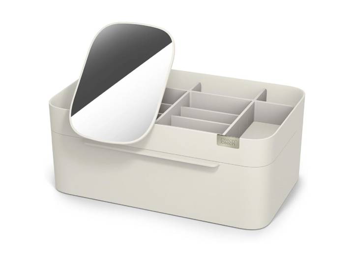 Make-Up Organizer JOSEPH JOSEPH Viva , beige, weiß, B:19,5cm H:12cm, Kunststoff, Kosmetikaufbewahrungen, Make-Up Organizer