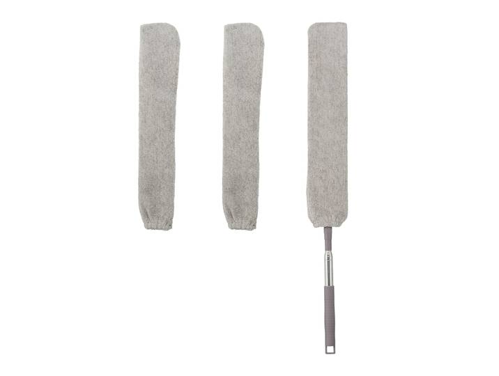 Flacher Staubwedel mit Teleskopstange Silber-Grau