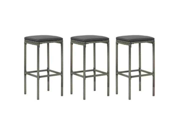 GHVBNMF 3er Set Barhocker mit Kissen Grau Polyrattan Tresenhocker 76 cm Wetterfeste Rattanstühle für Balkon, Garten oder Küche mit abnehmbaren Sitzpolstern und stabiler Stahlkonstruktion.