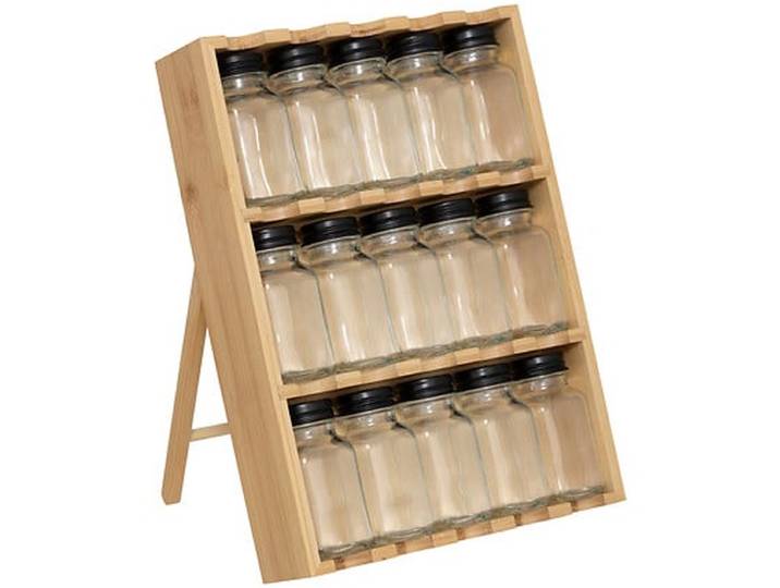 5Five Kruidenrekje - 15 kruidenpotjes - 23 x 31 cm - bamboe - kruiden potjes - keuken