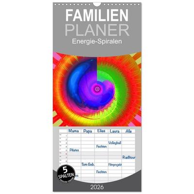 Familienplaner 2026 - Energie-Spiralen mit 5 Spalten (Wandkalender, 21 x 45 cm) CALVENDO