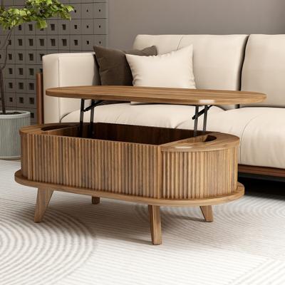 Fluted Lift Top Coffee Table with Hidden Compartment