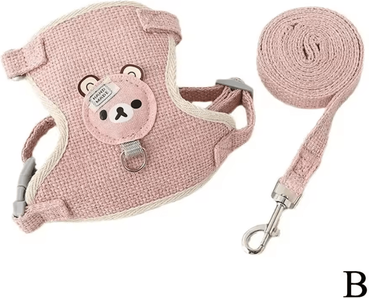 Inspire Curations SnugFit Adjustable Kitten Harness & Collar Set pink s