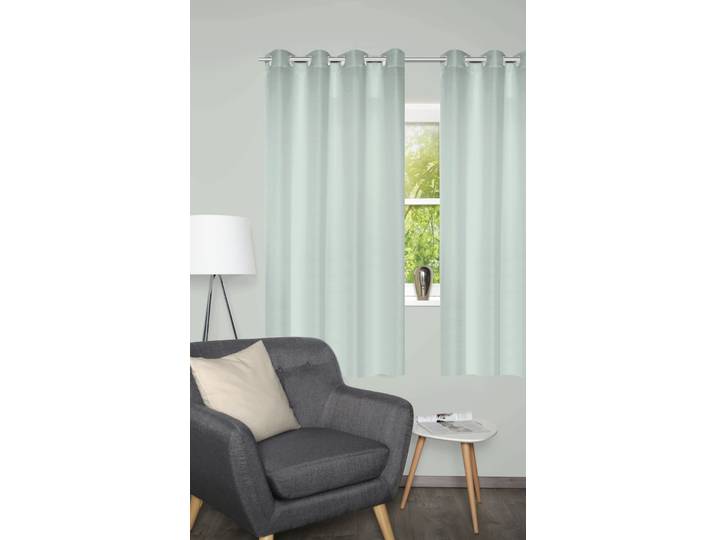 Vorhang HOME BASICS BENOGA 2er SET , mint, B:135cm H:175cm, Polyester, Gardinen, Vorhang, SET, Ösenschal, Uni, Dekostruktur