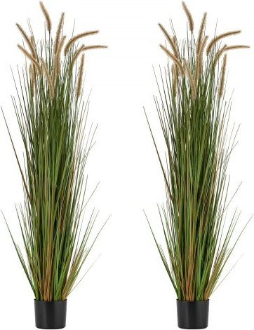 VEVOR Kunstgras Paardenstaart Rietgras in Pot, 2-Pack, Groen, Hoogte: 149,9 cm