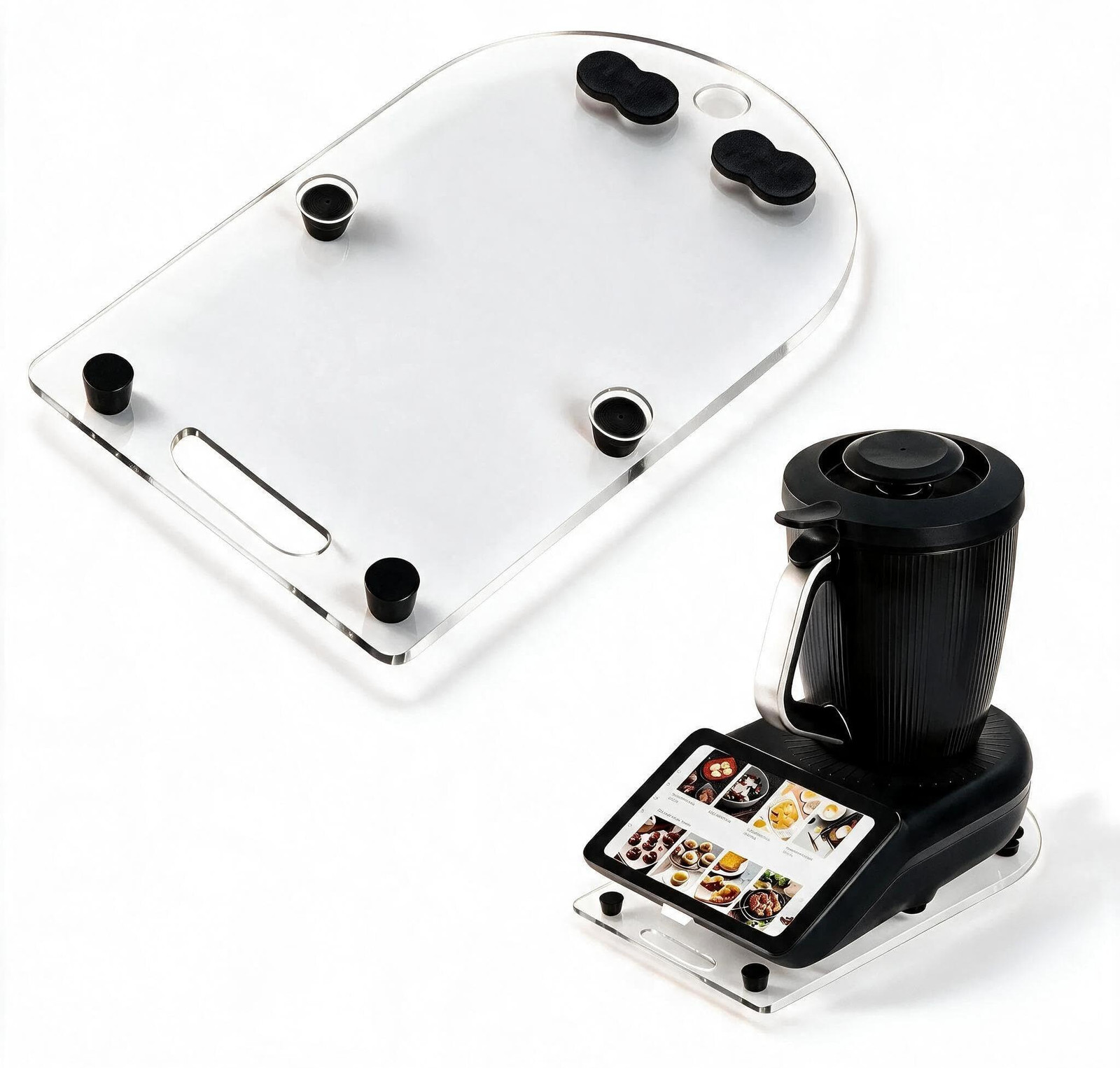 Dripio Transparante acryl serveerplank met handvat en antislipvoeten