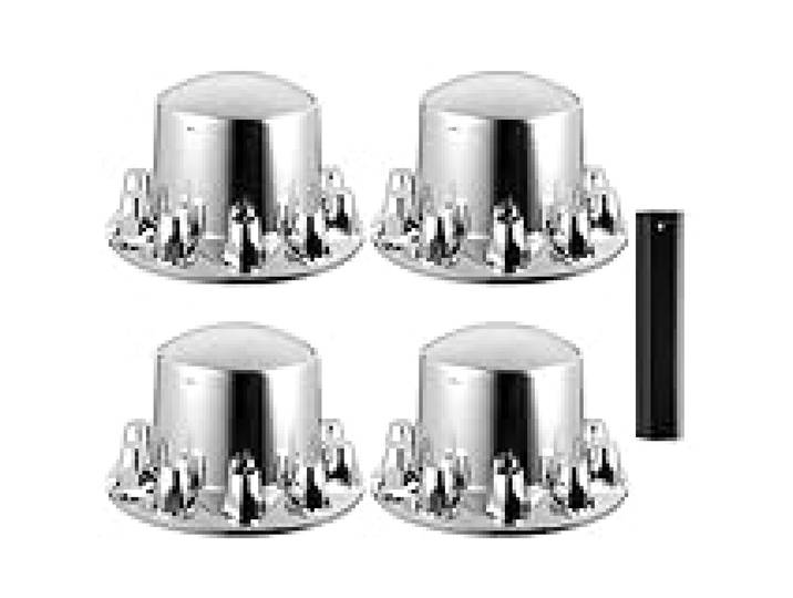 VEVOR Kit Cache Moyeu Arrière 4PCs, Capuchon de Moyeu Dôme pour Semi-remorque, Cache Écrous de Roue en ABS Galvanisés Résistants à la Rouille, Ajustement Universel, Outil d'Installation Inclus
