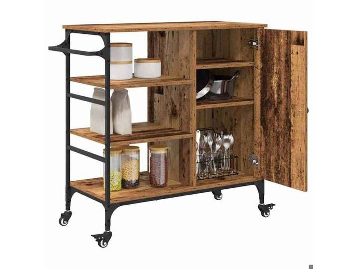 NEW Marron Desserte Chariots & îlots - - Chariot de cuisine Bois ancien 87.5X39X84.5 cm - design moderne(1parcel)6991414