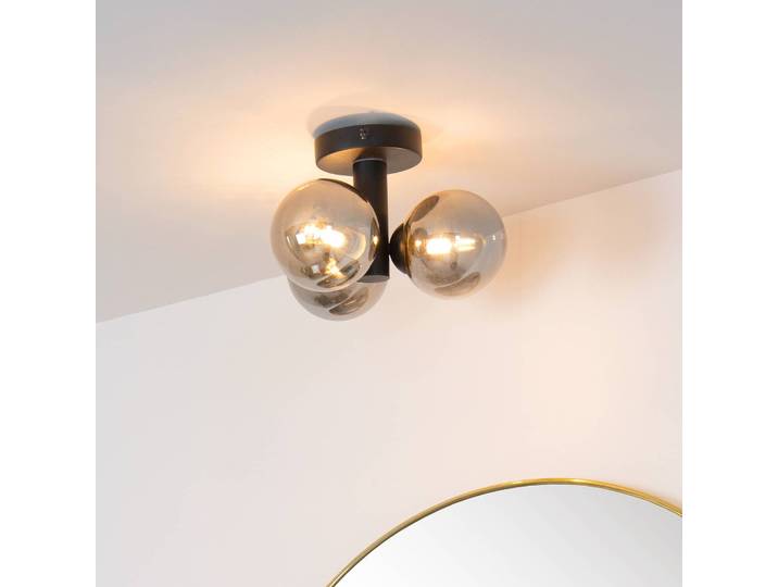 Plafondlamp Trudy, dimbaar, zwart, Badkamer, Glas, Modern, Plafondlamp badkamer