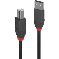 USB 2.0 Typ A an B Kabel, Anthra Line schwarz, 1m