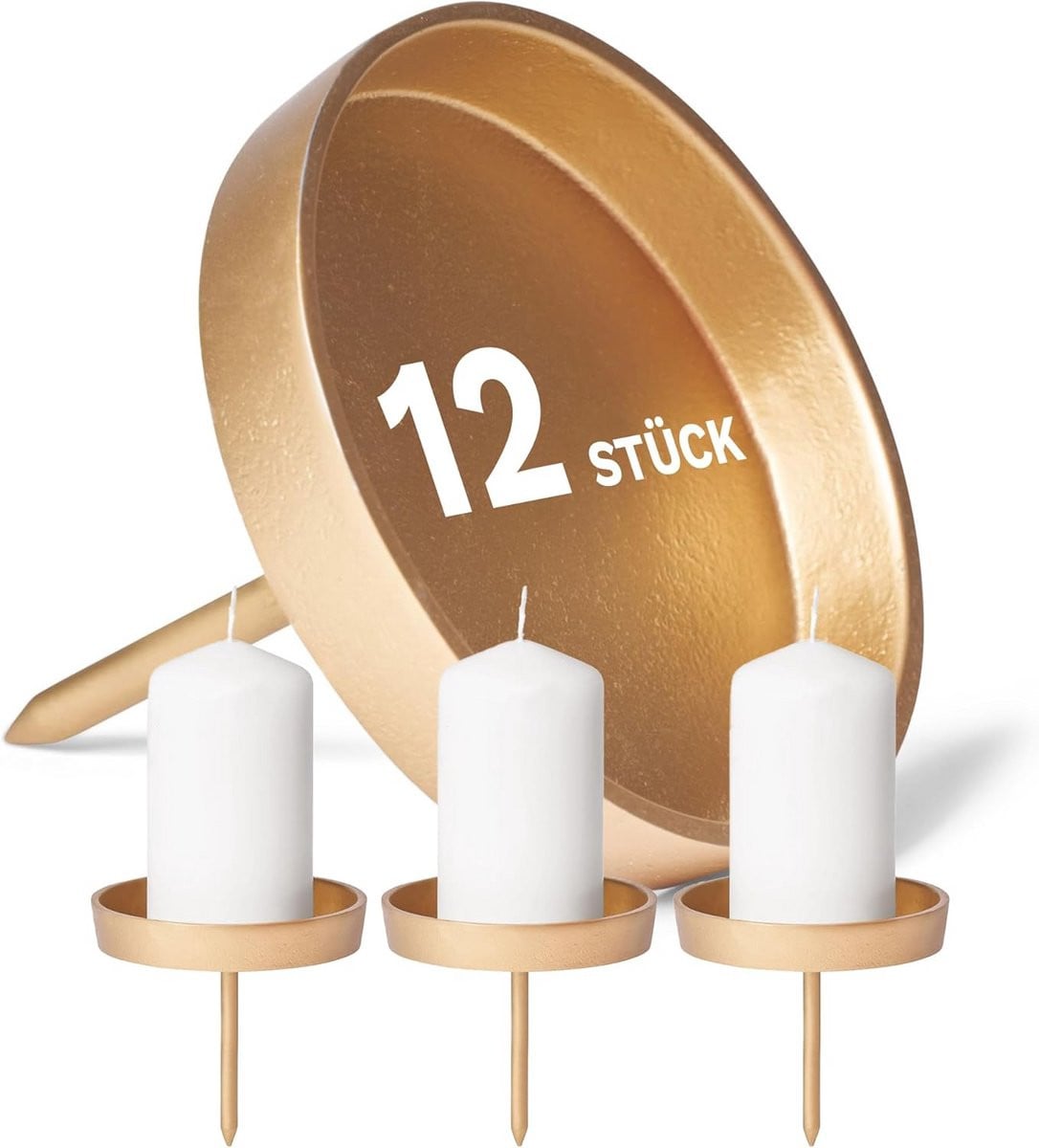 Set van 12 gouden aluminium kaarsenhouder platen voor adventskransen en decoratie