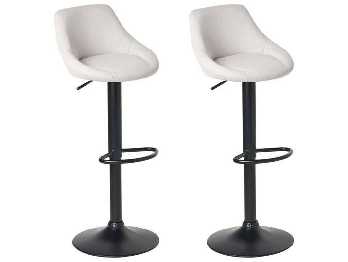Beliani Barhockern 2er-Set Hellgrau Medulin, Hellgrau, Schwarz, 47x83x52 cm, Esszimmer, Barmöbel, Barhocker