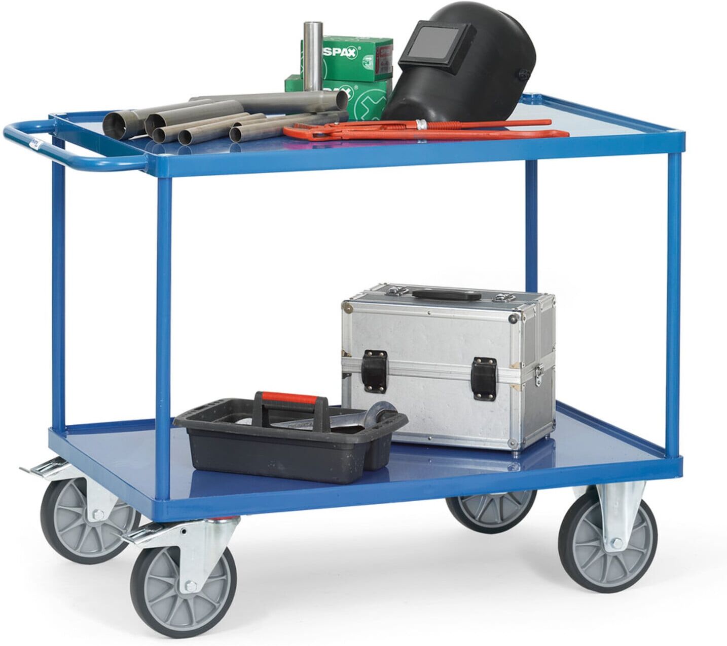 fetra Tischwagen 2400W mit Stahlblech-Wannen - Tragkraft 500kg TPE-Reifen)