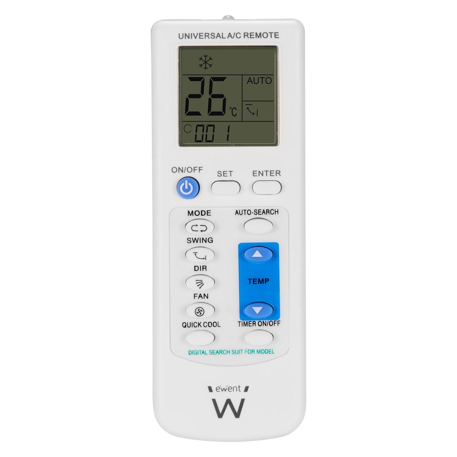 Ewent Fernbedienung für Klimaanlage mit Wandhalterung (2x AAA enthalten) (EW1579)