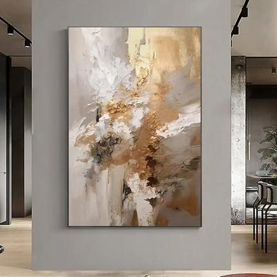 Uplift Essentials Abstract Texture Oil Painting Minimalist Gold Wall Decor Large Handmade Style Canvas Art For Luxury Living Room style 5 16x20 In