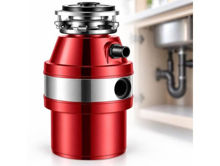 Abfallentsorgung unter der Spüle, kompakte Slimline Design, passend for Standard-90-mm-Öffnungen for kleine Küchenräume(Red)