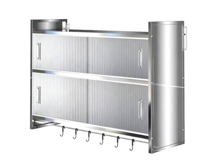 Wandschrank Hängend mit Schiebetüren, Edelstahl KüCkenhängeschrank Hängeschrank KüChe mit Haken und Oberer Schutzleiste für Zuhause, KüChe(90x32x71cm/35x13x28in)