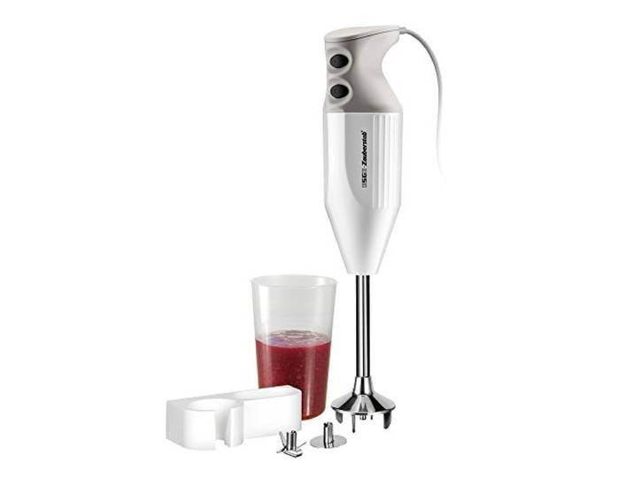 ESGE-Zauberstab 90310 M 122 S, Stabmixer weiß, mit Zubehör, 10.000 bis 16.000 U/m, Stabmixer, Pürierstab, Handmixer, Zubehör, 140 Watt, Ergonomisches Griffdesign, Twinschalter, Aufsteckzentrierung