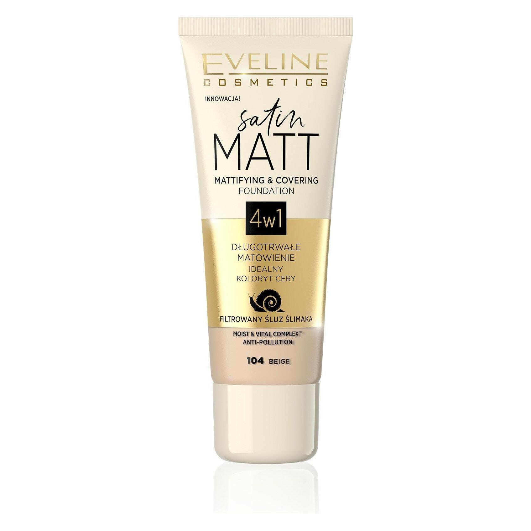Eveline Satin Matt Foundation mattierende Gesichtsgrundierung 104 Beige 30ml (Beige) (087644)